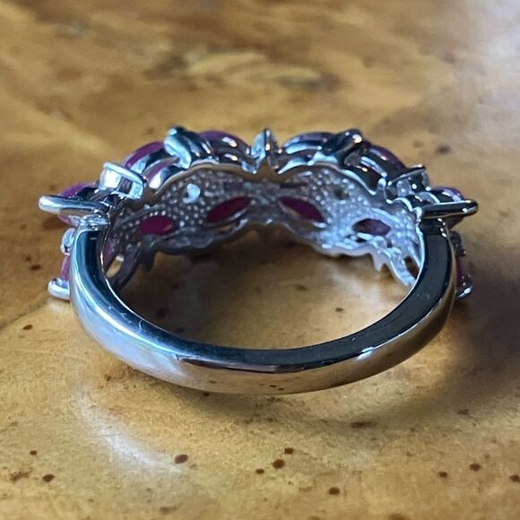 Genuine Ruby Sterling Silver Ring Size 7 - Picture 5 of 10